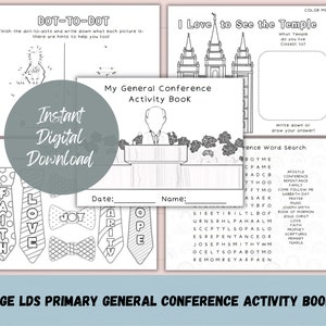 April 2024 LDS Primary General Conference Activity Book- 40 PAGES of Fun! {Digital Download}, lds primary coloring pages, lds primary book