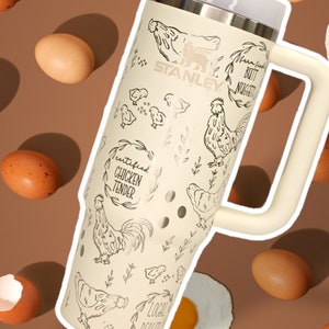 Chicken Stanley Quencher Tumbler Funny Chicken Full Wrap Engraved Stanley Chicken Gift Farm Chicken Lady Gift for Chicken Lover
