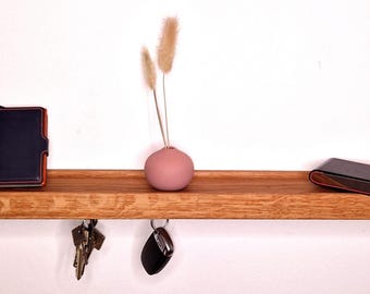 Schlüsselbrett 50cm aus Holz Eiche- oder Eschenholz mit magnetischen Schlüsselhalter und Ablage. Perfekt für Ordnung und Eleganz.