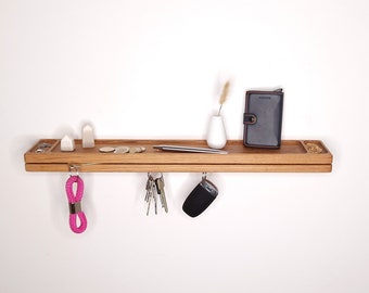 Sleutelrek 50 cm voor sleutels, met sieradenbakje, magnetisch sleutelbord, wandsleutelrek, houten sleutelrek, sleutelrek met plank