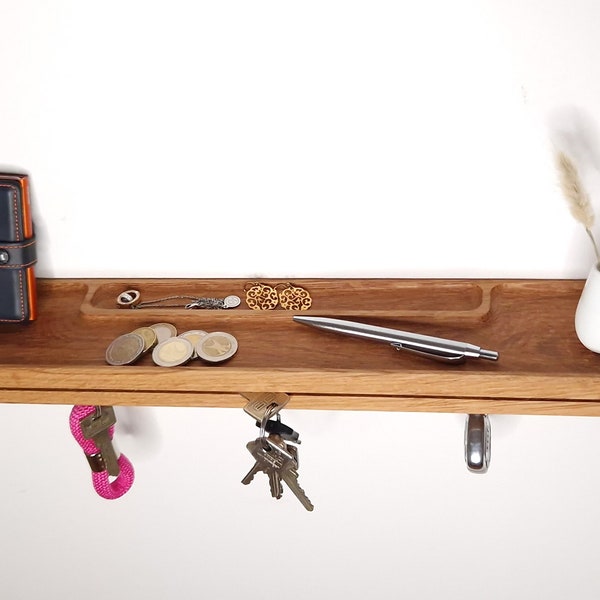 Porte-clés 50 cm pour clés, avec étagère à bijoux, porte-clés magnétique, porte-clés pour mur, porte-clés en bois, porte-clés avec étagère