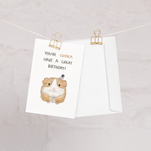 Carte de joyeux anniversaire, « cochon d'anniversaire », carte de cochon d'Inde, cadeau d'anniversaire pour amoureux des cochons d'Inde, blanc à l'intérieur, papier mat épais