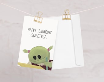 Carte de joyeux anniversaire, « pois de senteur », carte Nanalan, cadeau pour couple, intérieur vierge, papier mat épais