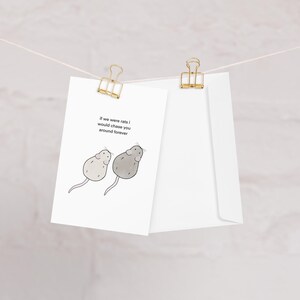 Ratas de tarjeta de parejas divertidas, "persiguiéndote como una rata", tarjeta V-Day del ratón, regalo de parejas, en blanco por dentro, papel mate grueso
