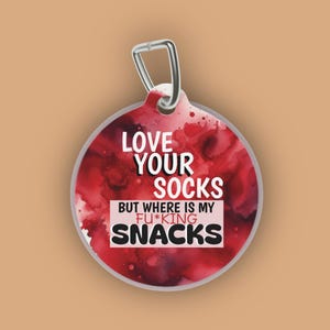 Qr Code Tag. Custom Pet Id Tag, Personalized Cat Tag, Digital Dog Tag, Double Sided Dog Tag, Qr Code Pet Id Tag, Lost pet - Socks vs Snacks