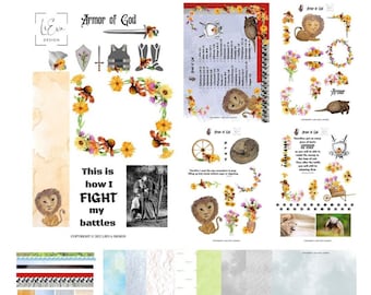 Kit de armadura de Dios. Suministros para el diario bíblico. Fe cristiana. Fácil de imprimir.