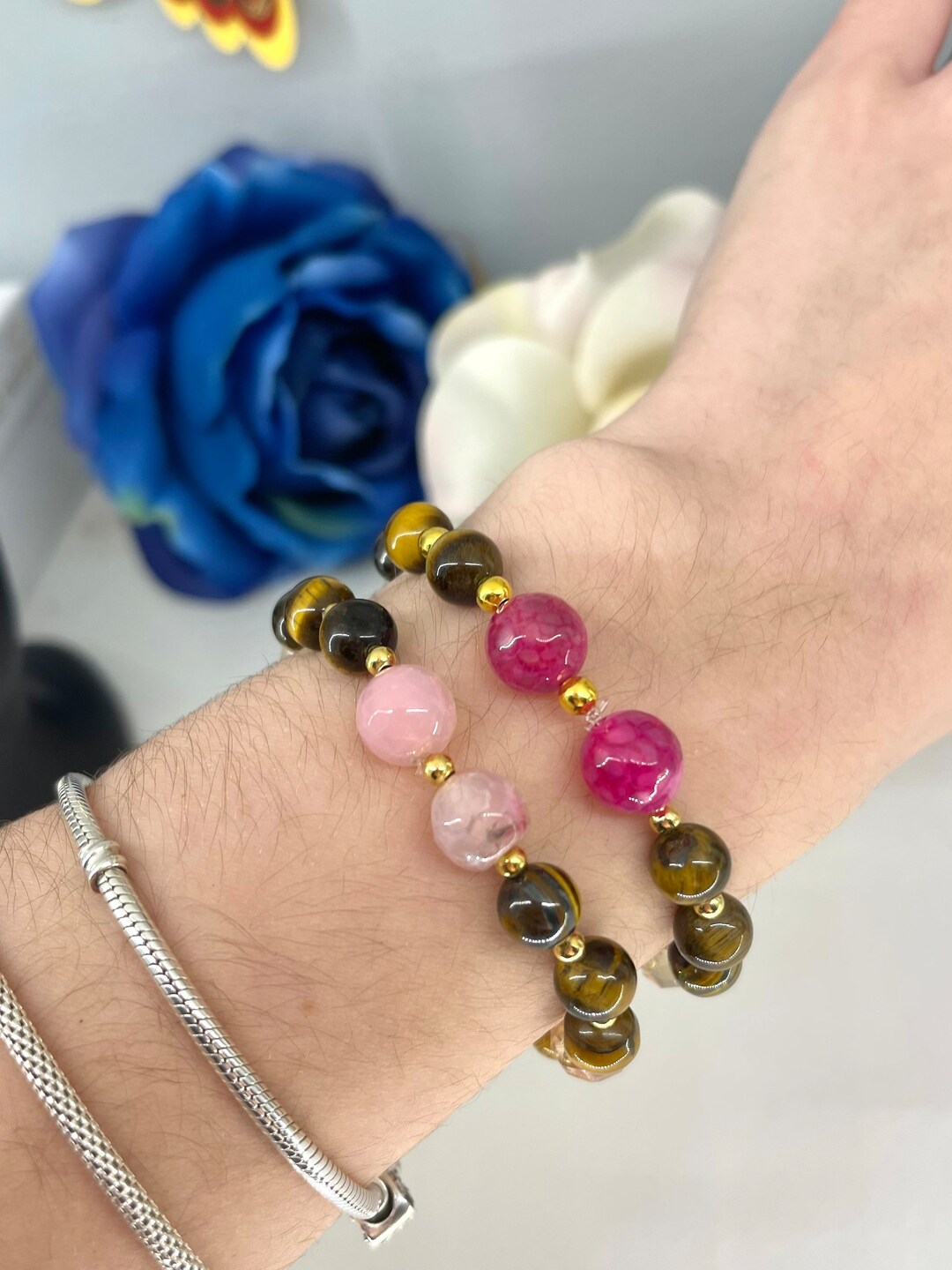 Tigers Eye Bracelet Natural Gemstone Healing Bracelet Men and Women Tigers Eye Stone Tiger Eye