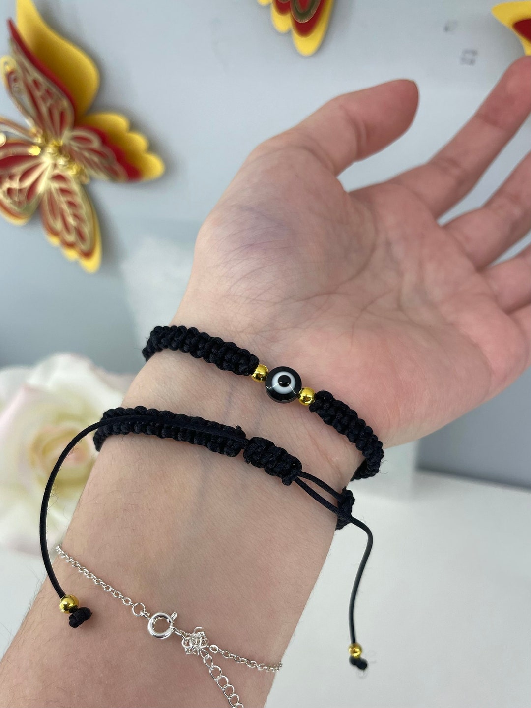 Black Evil Eye Bracelet Evil Eye Bracelet Mal De Ojo Evil Eye Men and