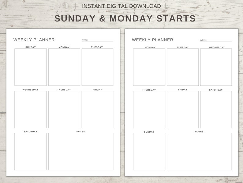 Weekly Planner Printable Minimalist Portrait A4 & Letter | Etsy