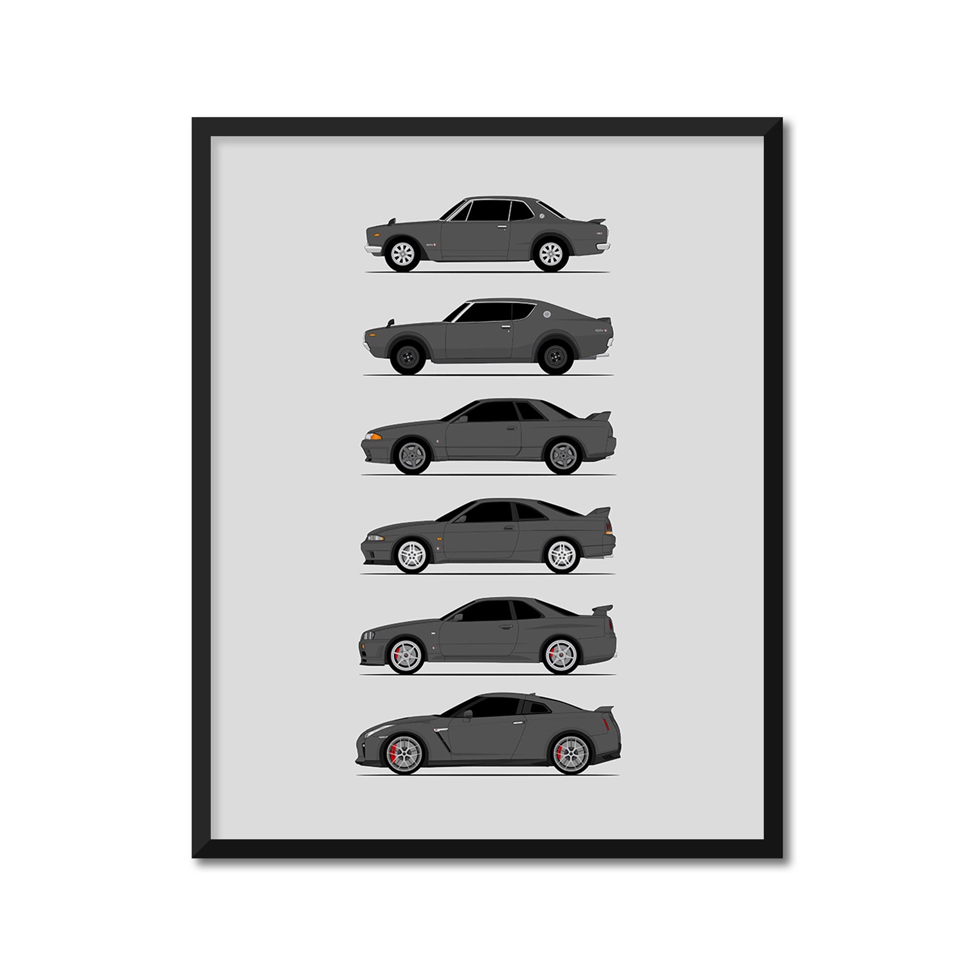 Nissan Skyline GT-R Generations Inspired Poster (side Profile