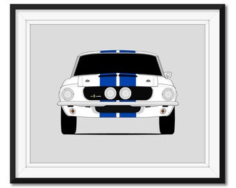 Plakat z wizerunkiem samochodu Ford Mustang z 1967 roku, Shelby GT500 Cobra, dekoracja ścienna Carroll Shelby S1 CX2 (bez ramki)