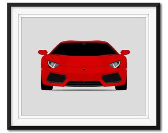 Dekomundo Poster Lamborghini Aventador - Impression Sur Toile Ou Cadre 40x60cm Voiture Sport