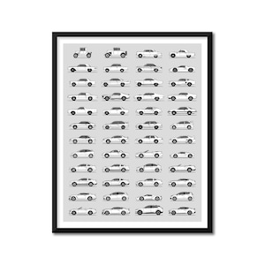 Ford Inspired Car Poster (Side Profile) Print Wall Art  Decor of the Best of Ford Generations History Evolution BX1