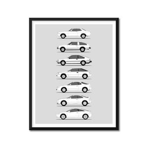 Toyota Celica Inspired Car Poster (Side Profile) Print Wall Art  Decor of Toyota Celica Generations History Evolution BX1