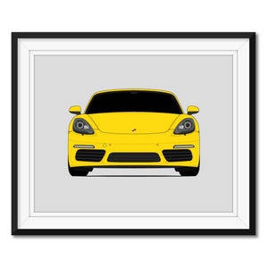 Op Porsche Boxster 718 (2017-2020) geïnspireerde autoposterprint muurkunst decor CX1 (ingelijst)