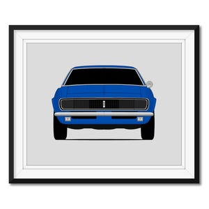 Chevy Camaro RS 1967 1e generatie geïnspireerde auto poster print Wall Art decor CX1 (ingelijst)