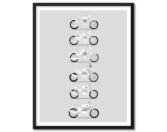 Royal Enfield motorfiets geïnspireerde poster print kunst beste Enfield Cycle motorfietsen geschiedenis evolutie generaties motorrijders BX1 (ingelijst)