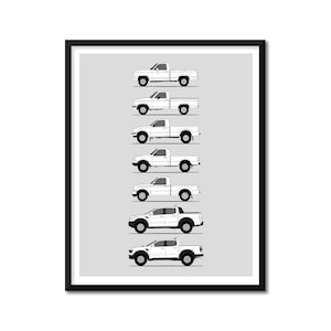 Ford Ranger Inspired Car Poster (Side Profile) Print Wall Art  Decor of Ford Ranger Generations History Evolution BX1