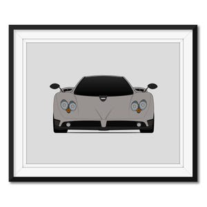 Pagani Zonda Roadster (1999-2010) geïnspireerd op autoposter print muurkunst decor C12 S 7. 3 F Cinque HP Barchetta CX1 (ingelijst)