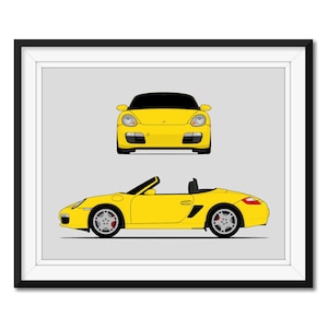 Porsche Boxster 987 (2004-2008) (Front and Side) Inspired Car Poster Print Wall Art Decor Handmade DX3 (Unframed)