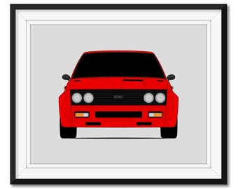 Fiat 131 Abarth (1976-1978) Inspirerad bilposter Väggkonstdekor CX1 (Oramad)