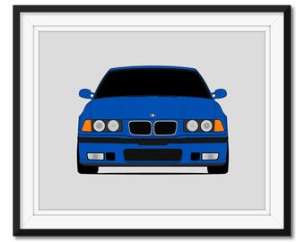 BMW M3 E36 (1995-1999) geïnspireerde auto poster print Wall Art decor BMW M Power CX1 (ingelijst)