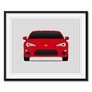 Peut inclure: Une voiture de sport rouge avec des phares noirs et une calandre noire. La voiture a un cadre noir autour du pare-brise avant et un logo S noir à l'avant.