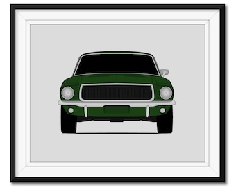 Ford Mustang Bullitt (1967-1968) geïnspireerde posterafdruk kunst aan de muur CX1 (ingelijst)