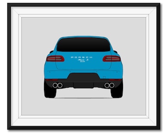 Porsche Macan Turbo S (2014-2018) (Hinten) Inspiriert Auto Poster Druck Wandkunst Dekor CX1 (Ungerahmt)