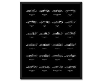 Formula Race Car Evolution Generations Poster Stampa Wall Art BX3 (Senza cornice)