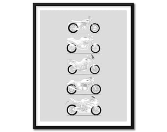 Poster ispirato alla motocicletta Triumph, stampa artistica da parete, la migliore storia delle motociclette Triumph, evoluzione, generazioni, motociclisti, motociclisti BX1 (senza cornice)