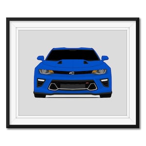 Chevy Camaro SS (2016-2018) 6e generatie geïnspireerde auto poster print kunst aan de muur decor CX1 (ingelijst)
