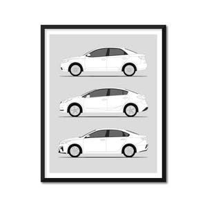 Affiche inspirée de la Kia Forte (profil latéral) impression d&#39;art mural déco de la Forte I II III générations History Evolution BX1 (sans cadre)