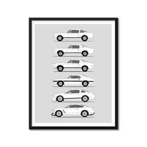 Shelby Got350 Generationen Inspiriert Auto Poster (Seitenprofil) Druck Wandkunst Dekor der Shelby mustang gt350 bx1 (ungerahmt)