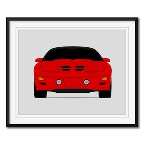 Pontiac Firebird Trans Am WS6 (1998-2002) geïnspireerd op auto poster print Wall Art Decor CX1 (ingelijst)