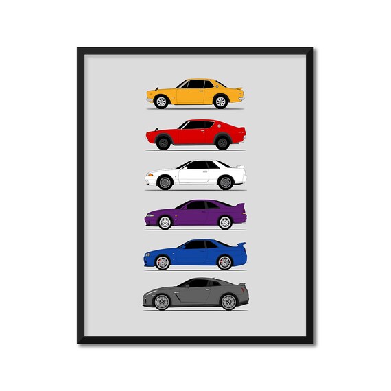Nissan Skyline GT-R Generations Inspired Poster (side Profile