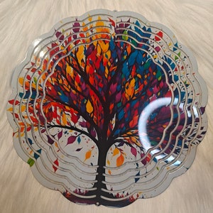 Colorful Leaves Tree of Life Metal 8-inch wind spinner