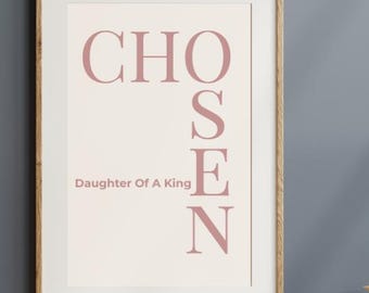 Daughter of a King Wall Art | Christian Printable Wall Decor | Faith-Inspired Minimalist Digital Download for Women