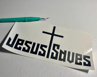 Jesus saves cross decal