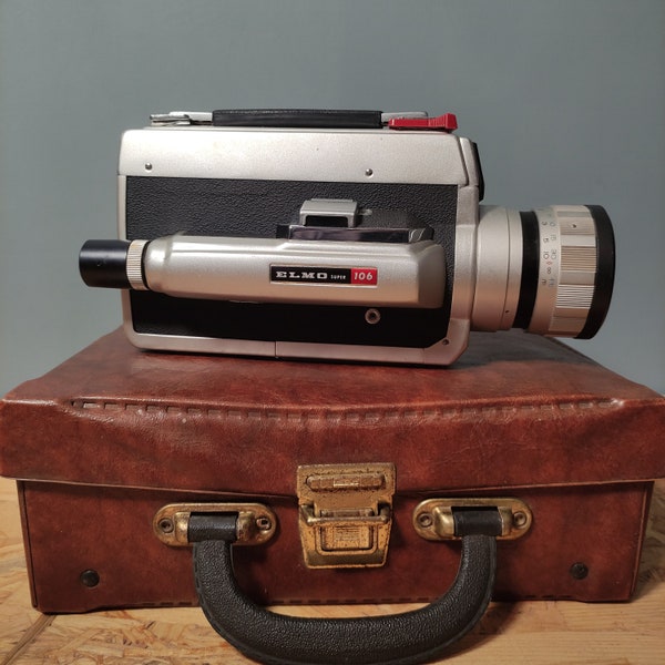 Caméra Elmo super 106 Super 8 avec étui en cuir