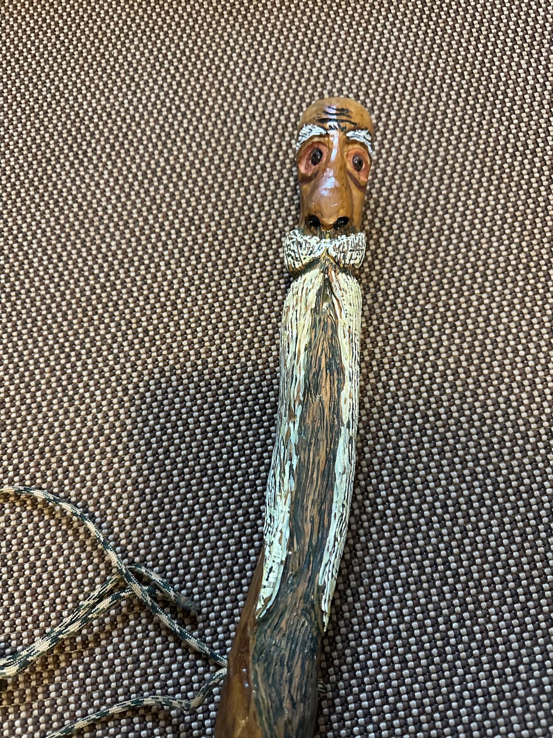 Old Wood Spirit Walking Stick With a White Beard Made From Etsy