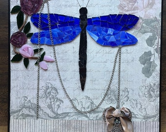 Stained glass Blue Dragonfly