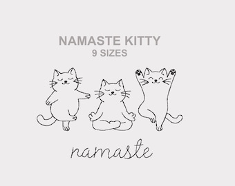 Namaste Yoga Cats Embroidery Design, Cute Meditating Kitty Trio Machine Embroidery File, Funny Cat Yoga Stitch Pattern for Sweatshirts