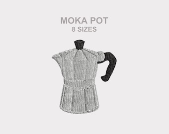 Moka Pot Embroidery Design, Coffee Maker Machine Embroidery File, Italian Coffee Embroidery, Kitchen Decor Stitch Design, Instant Download