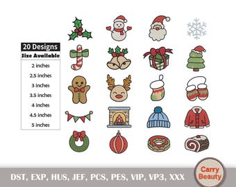 Conjunto de bordado à máquina para Natal, bordado de Papai Noel, conjunto de mini Natal, bordado de mini guirlanda, bordado de mini azevinho, pacote de bordado