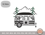 Caravan Embroidery, Camping Embroidery, Mobile Home Design, Embroidery Caravan, Caravan Embroidery, Machine Embroidery, Instant Download