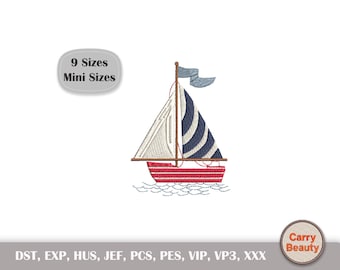 Summer Embroidery, Sailboat Embroidery, Sea Embroidery, Beach Embroidery, Mini Embroidery, Ocean Embroidery, Embroidery Digitizer