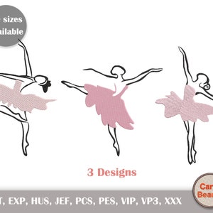 3 Tanzende Stickerei, MädchenStickerei, Ballerina Stickerei, Ballettstickerei, Stickmuster, Maschinenstickerei, Direkter Download
