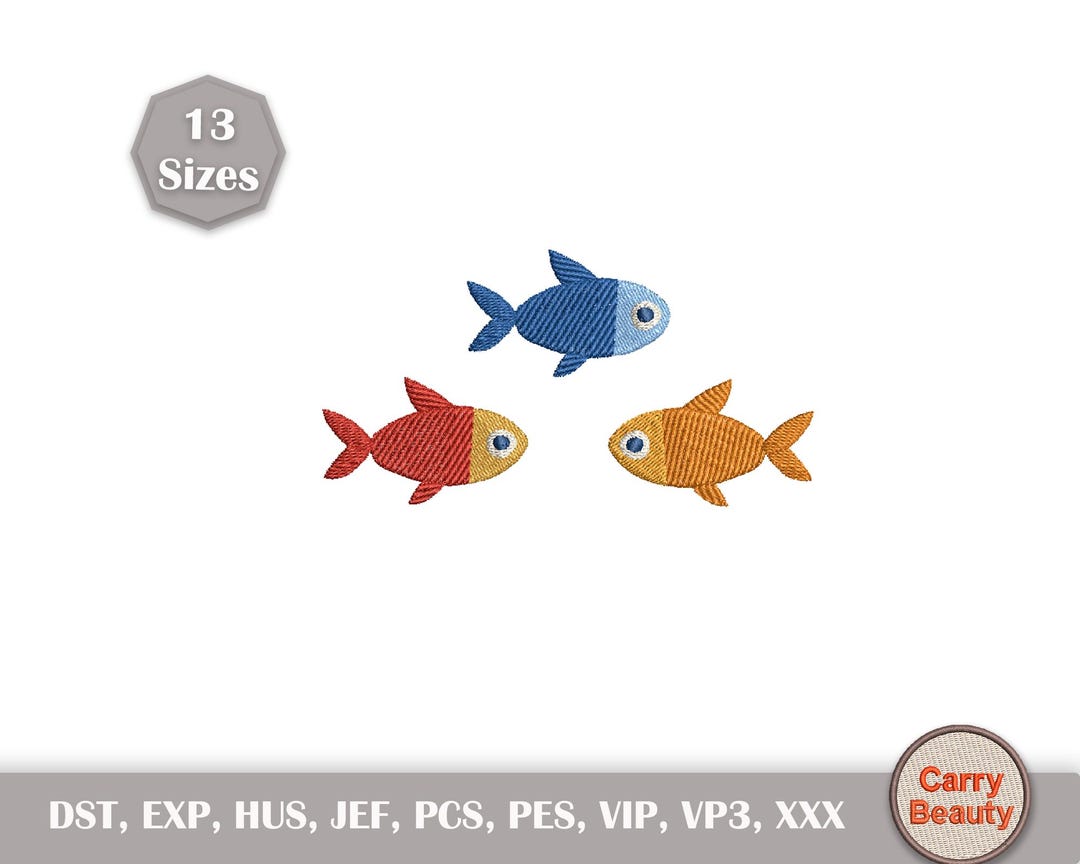 Fish Embroidered File Fish Embroidery Design, Tropical Fish Embroidery, Fish Machine ...