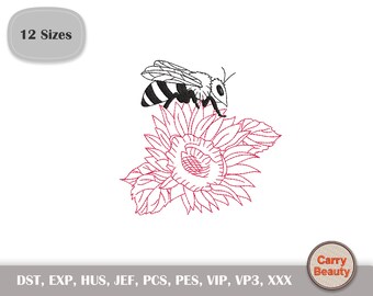 Garden Embroidery, Bee Embroidery, Daisy Embroidery, Sunflower Embroidery, Summer Embroidery, Flower Embroidery, Instant Download